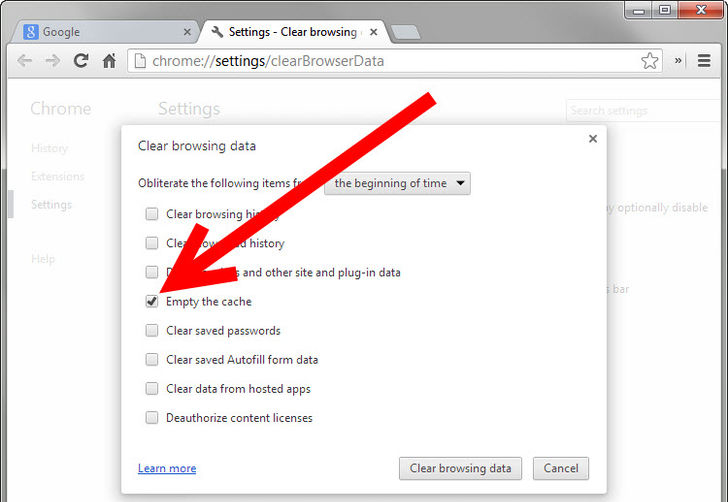Chrome clear cache specific site